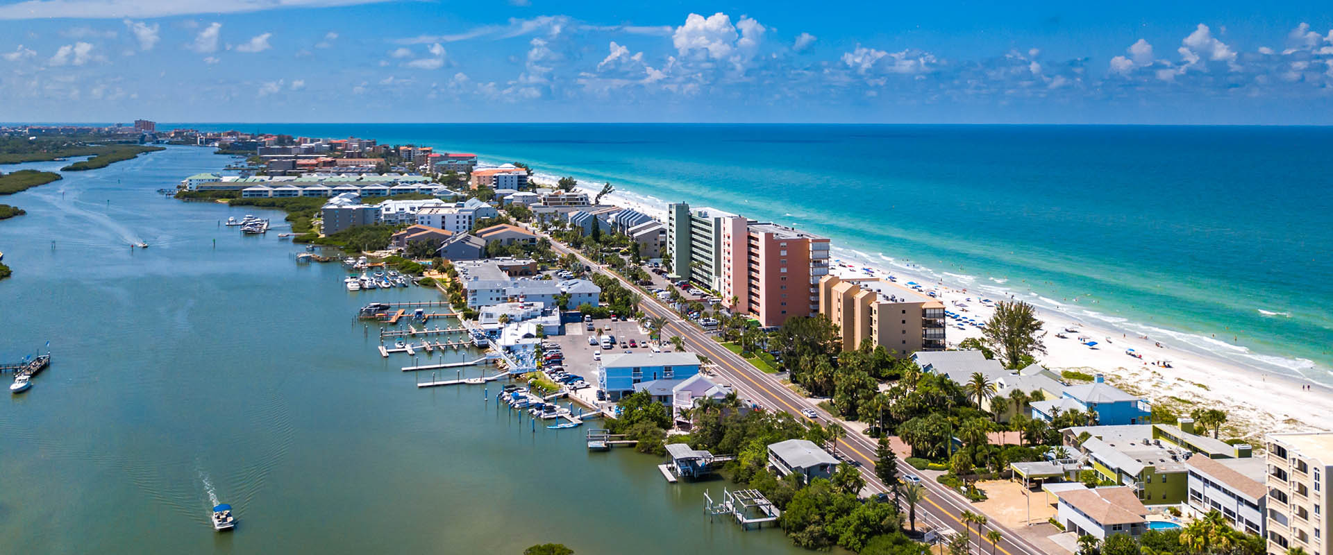 Aerial view by the Sand Castle beach condos on Indian Shores.