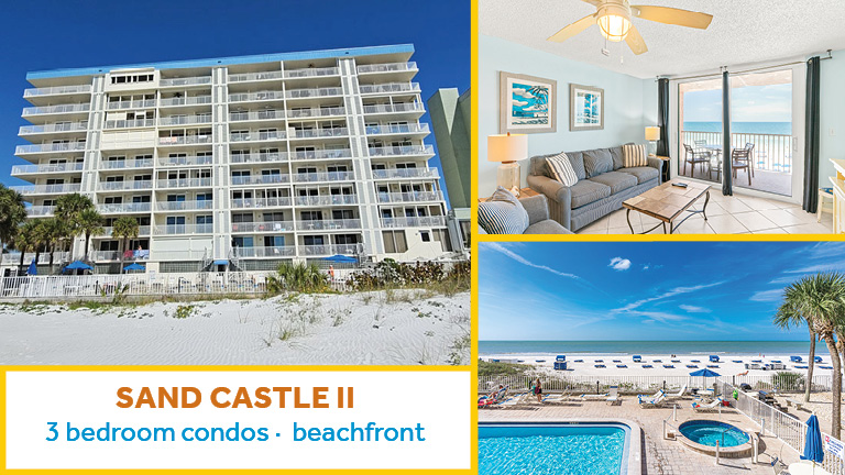 The beach side of the Sand Castle II condo building on Indian Shores, Florida.