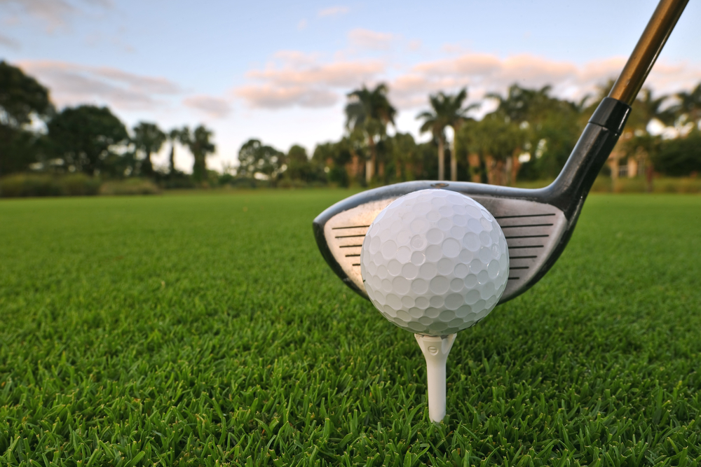 Golf club and tee at Tampa Bay golf courses