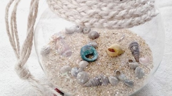 Coastal Ornament made from Shells, Sand and Nautical Rope | Plumlee Indian Rocks Beach Vacation Rentals