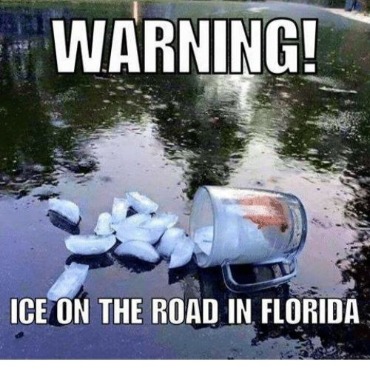 Ice on the road in Florida meme | Plumlee Gulf Beach Vacation Rentals