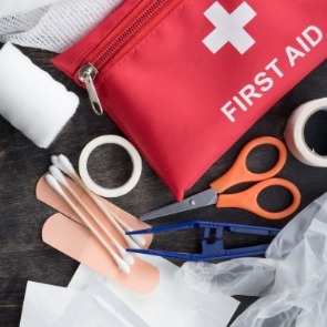 first aid kit with essentials | Plumlee Gulf Beach Realty