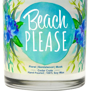 Beach scented candle with beach sayings | Plumlee Indian Rocks Beach Rentals