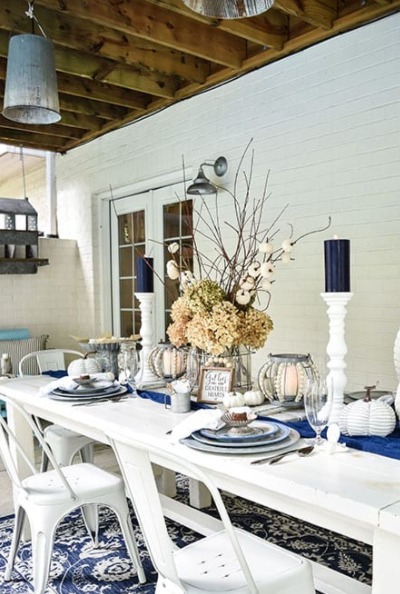 Nautical Blue and White Coastal Farmhouse Table Setting | Plumlee Indian Rocks Beach Vacation Rentals