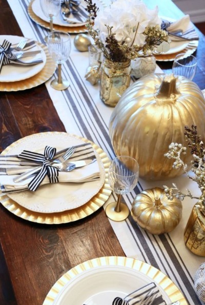 Gold Thanksgiving Table Setting | Plumlee Indian Rocks Beach Vacation Rentals