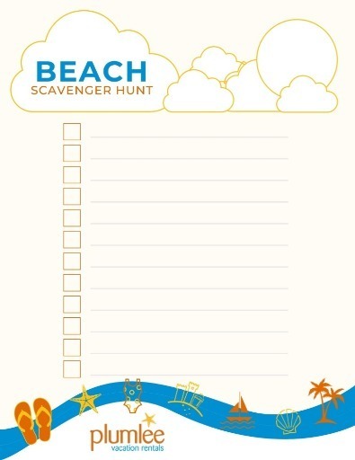 Free Blank Customizable Printable Beach Scavenger Hunt | Plumlee Gulf Beach Vacation Rentals in Indian Beach, Florida