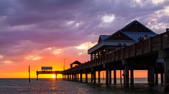 Sunset over the Gulf of Mexico at Pier 60 Clearwater Beach Florida | Plumlee Gulf Beach Realty